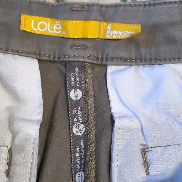 Lole stretch brushed cotton chinos UPF 50+ grayish Khaki Size 4 - Picture 4 of 9